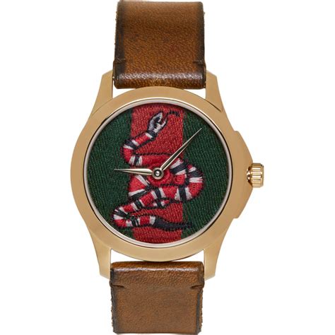 gucci snake watch gold|Gucci snake watch leather.